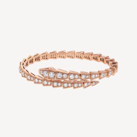 FASHION VIPER WRAP DIAMOND PAVED BRACELET ,18k  Gold Plated,Moissanite