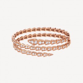 FASHION SERPENTI VIPER DB WRAP DIAMOND BRACELET ,18k  Gold Plated,Moissanite